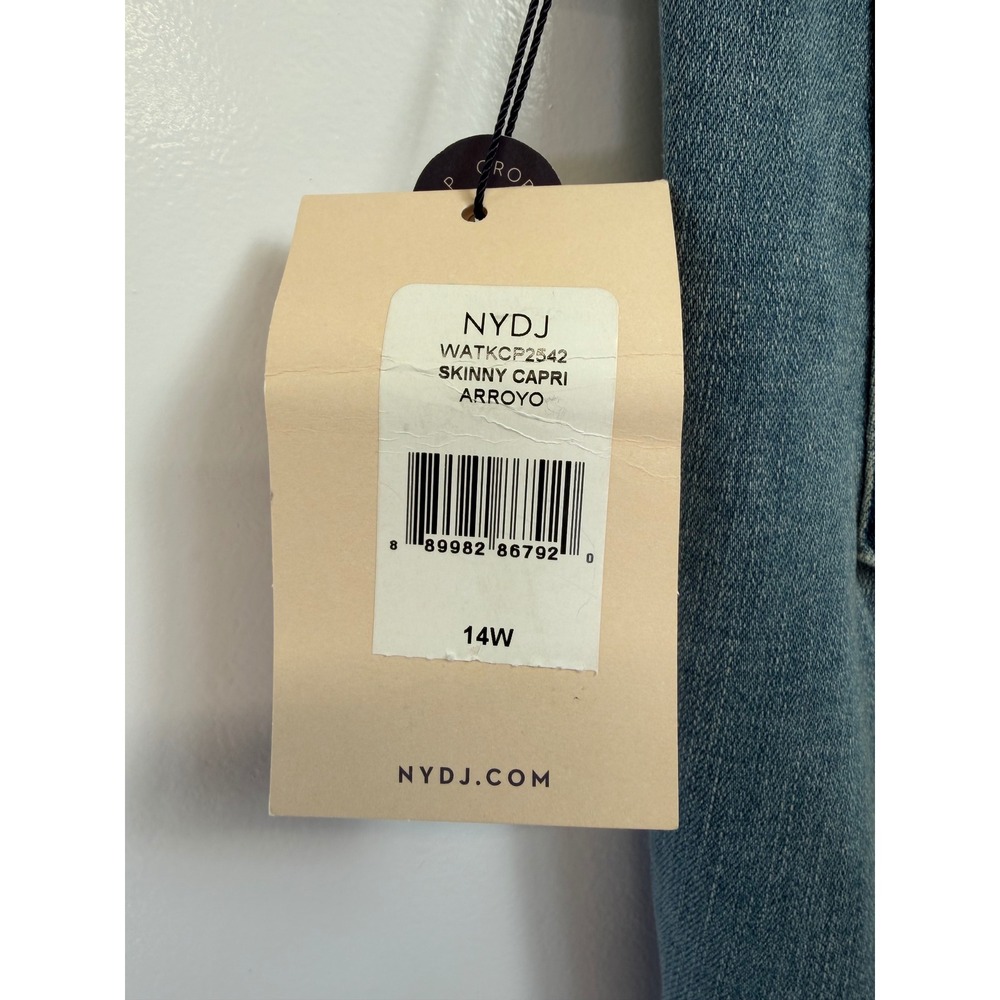 NYDJ Skinny Capri Jeans Arroyo Blue Lift Tuck Water Conscious 14W 36x18 (AA6) - Picture 4 of 8